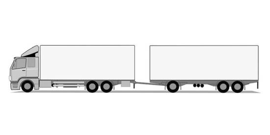 samochod ciężarowy z przyczepą tandem