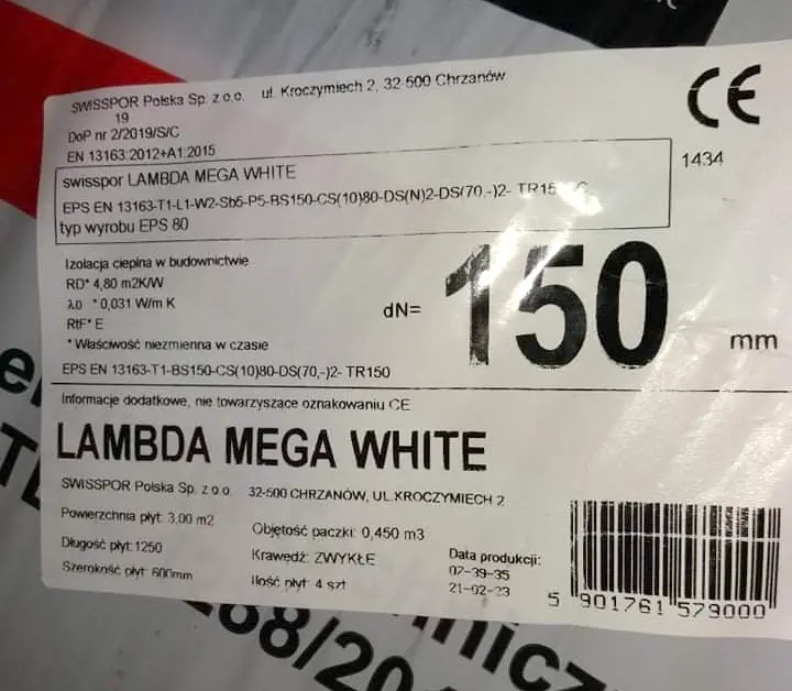 etykieta na styropianie lambda mega white