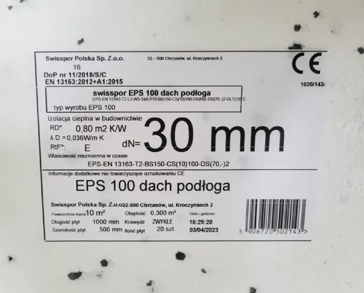 etykieta z parametrami na styropianie eps 100 036 mniejsza